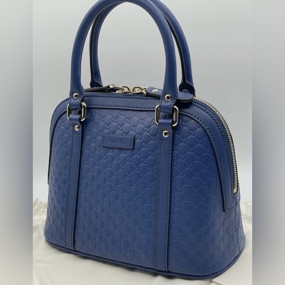 NWT Gucci Blue Leather Mini Guccissima Dome - Satchel Crossbody Shoulder Bag - Picture 3 of 11